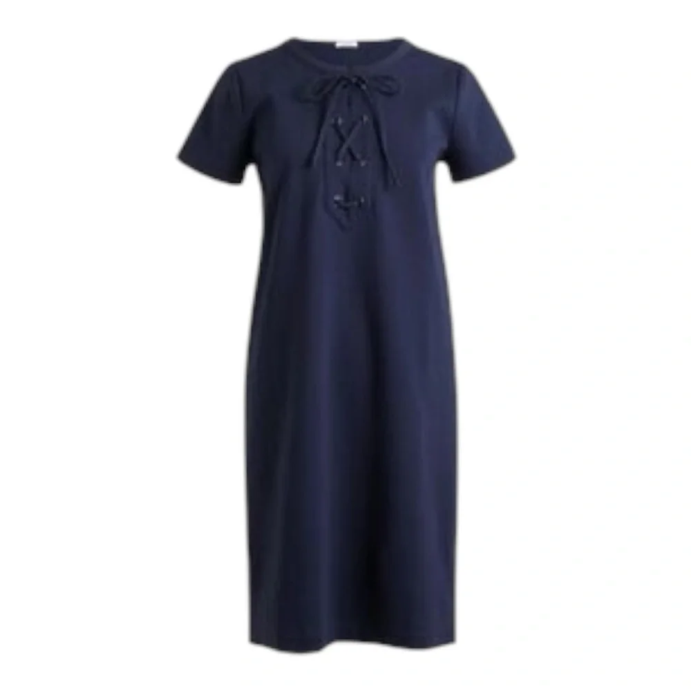 J. Crew Navy Blue Cotton-Blend Nautical-Style Lace-Up Knit Dress. Size XS.